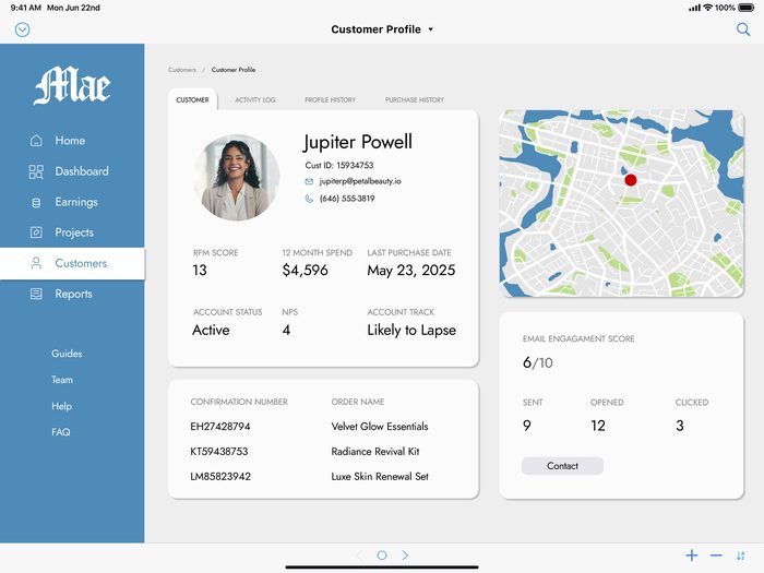 FileMaker CRM solution on iPad